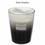 Bougie parfumée 3 mèches, vase noir H16 cm, senteur Linge Frais
