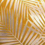 Coussin Tropic en velours jaune moutarde et doré 40x40 cm