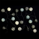 Guirlande LED, Piles, 20 boules D 6 cm, Nuances bleu et gris