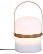 Lampe d'extérieur avec anse en bois, Blanc, 26,5cm 