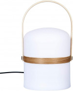 Lampe d'extérieur avec anse en bois, Blanc, 26,5cm 