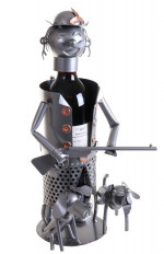 Porte-bouteille vin décoratif – Chasseur - Sculpture en métal - Idée cadeau