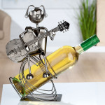 Porte-bouteille vin décoratif – Guitariste - Sculpture en métal - Idée cadeau