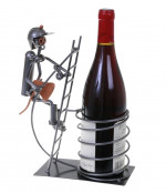 Porte-bouteille vin décoratif – Pompier sur échelle - Sculpture en métal - Idée cadeau