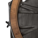 Table basse avec horloge en métal noir et bois - Diam 89,5 cm