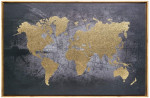 Toile imprimée avec cadre « Carte du monde » 58 x 88 cm