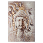 Toile peinte argentée Bouddha 60x90