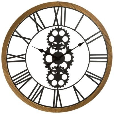 Horloge mécanique métal / bois