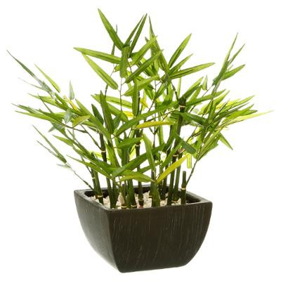 Bambou artificiel en pot noir – H 35 cm