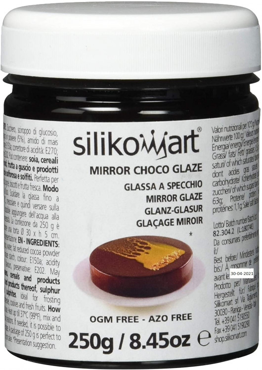 Gélatine glaçage, effet miroir chocolat, 225 g, Décoration gâteaux - Silikomart