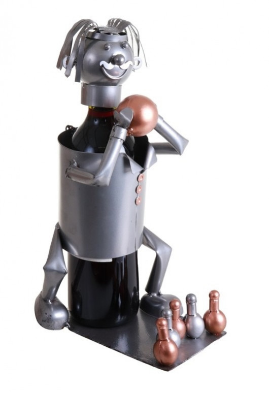 Porte-bouteille – Joueur de Bowling - Sculpture en métal - Idée cadeau