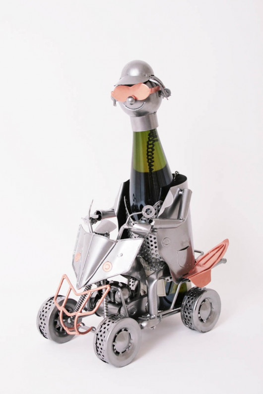 Porte-bouteille vin décoratif – Quad-  Sculpture en métal - Idée cadeau
