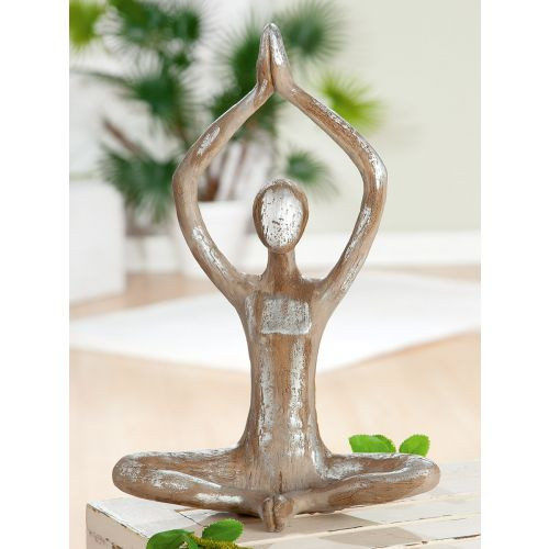 Statue Femme Yoga en résine, mains jointes, H 37 cm