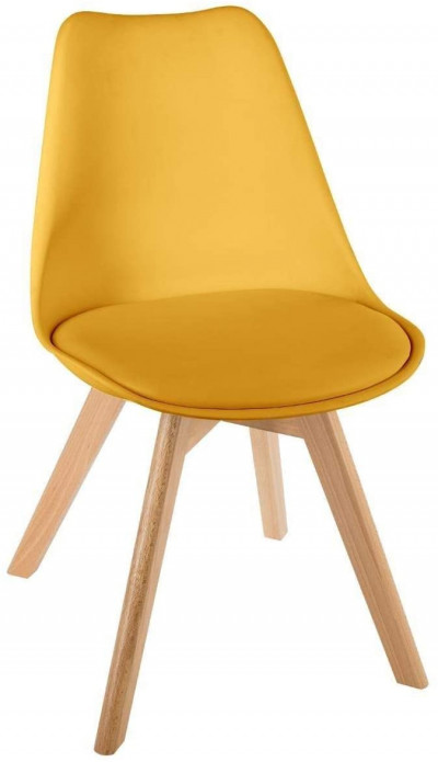 Chaise scandinave avec coussin jaune
