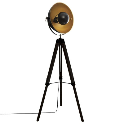 Lampadaire trépied noir & doré, métal, vintage loft, H162 cm