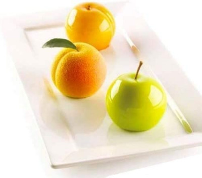 Moule Silicone 3D – Pomme, Cerise et Pêche, 6 x Diam 6,2 cm - Silikomart