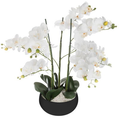 Orchidée artificielle, pot céramique noir H65 cm