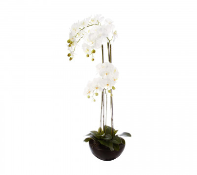Orchidée artificielle, pot gris H115 cm-