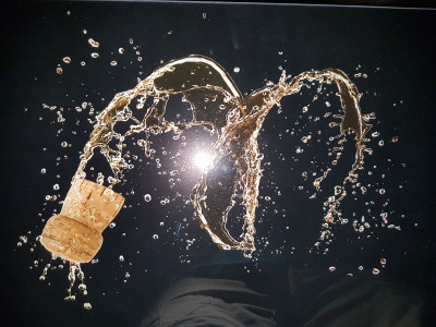 Planche à découper en verre trempé 4mm, 52x30 cm, Décor Champagne