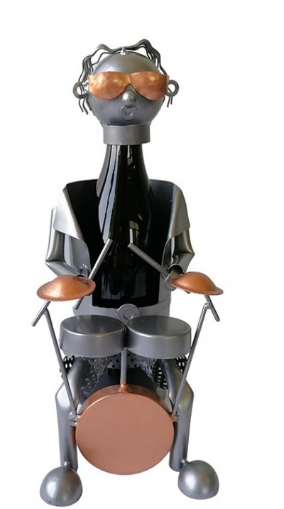 Porte-bouteille vin décoratif – Batteur - Sculpture en métal - Idée cadeau