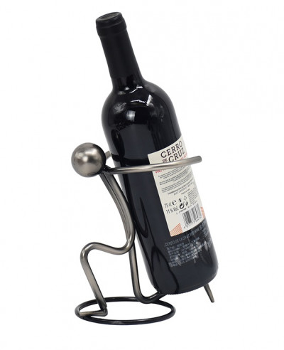 Porte-bouteille vin décoratif – Porteur Argent - Sculpture en métal - Idée cadeau
