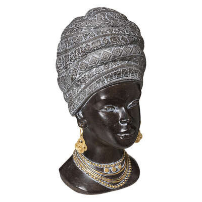 Statuette Déco Tête Femme Africaine 28 cm
