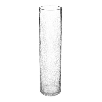 Vase cylindre, verre craquelé, H40 cm